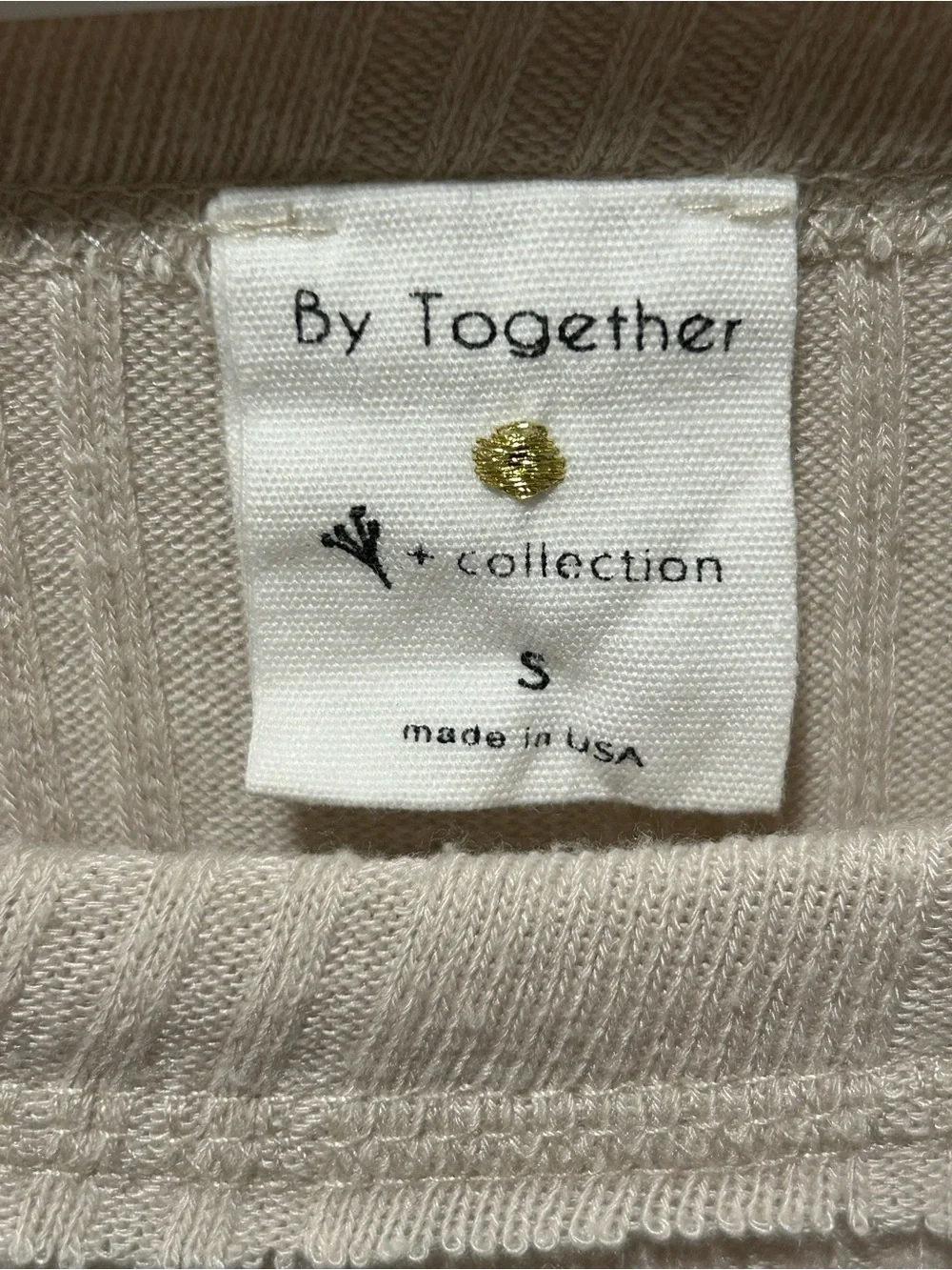 By Together Anthropologie Bohemian Smocked Beige Top , Small Made in uSA